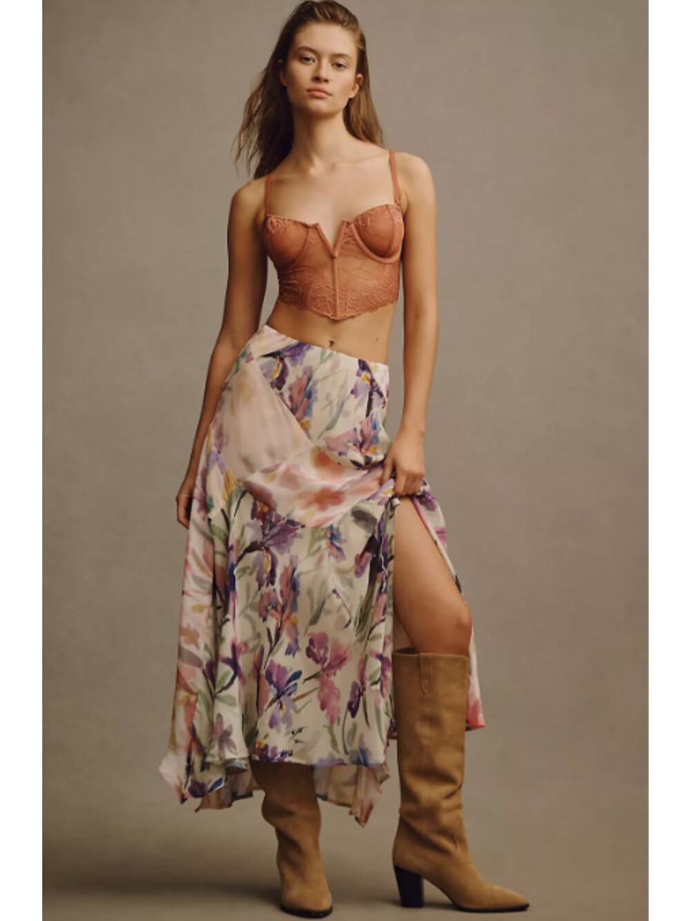By Anthropologie Floral Lace Underwire Bustier Bra in Raspberry Size S NWT $68